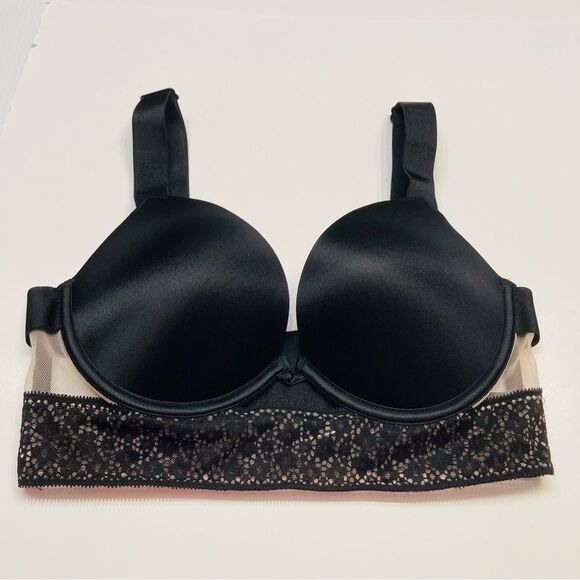Victoria Secret Banded Lace Very Sexy Push Up Bra Caged Wide Strap Sz 34C Black - Picture 6 of 15